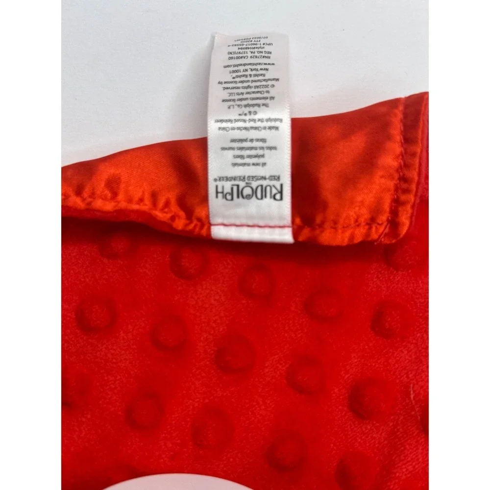 My First Rudolph Red Nosed Reindeer Baby Security Blanket Red Bumps Tags 12x12
